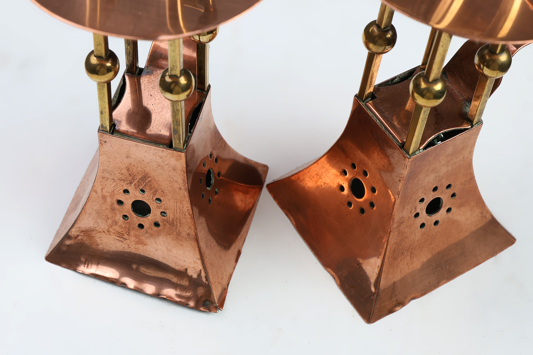 Pair of copper Table Candlesticks by Carl Deffner, Germany ca 1910thumbnail